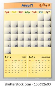 Calendar of month on august 2014