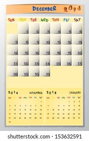 Calendar of month on december 2014