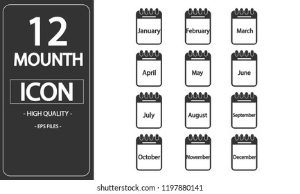 Calendar month set icon isolated on white background.