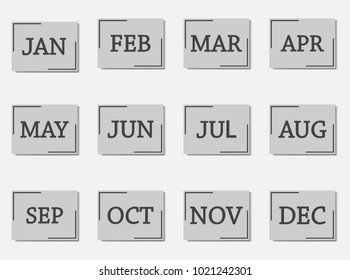  Calendar month set  icon on grey color