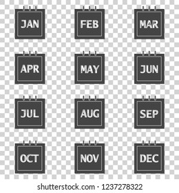 Calendar month set  icon on transparent background. Layers grouped for easy editing illustration. For your design - Powered by Shutterstock - Get 15% off with code: PIKWIZARD15