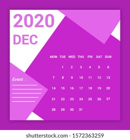 calendar month template. printout square paper calendar. vector illustration