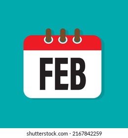 Calendar month vector icon -FEBRUARY. Sign of the year. Vector illustration.