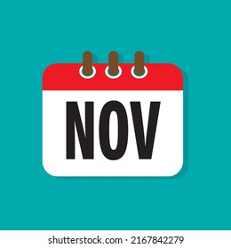 Calendar month vector icon - November. Sign of the year. Vector illustration.