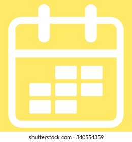 Calendar Month vector icon. Style is flat symbol, white color, rounded angles, yellow background.