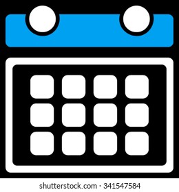 Calendar Month vector icon. Style is bicolor flat symbol, blue and white colors, rounded angles, black background.
