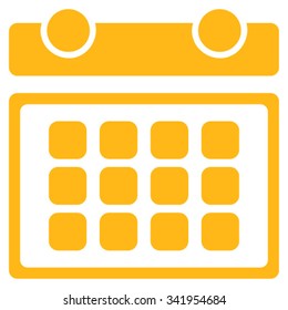 Calendar Month vector icon. Style is flat symbol, yellow color, rounded angles, white background.