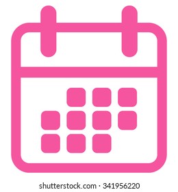 Calendar Month vector icon. Style is flat symbol, pink color, rounded angles, white background.