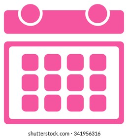 Calendar Month vector icon. Style is flat symbol, pink color, rounded angles, white background.