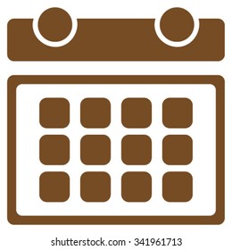 Calendar Month vector icon. Style is flat symbol, brown color, rounded angles, white background.