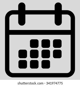 Calendar Month vector icon. Style is flat symbol, black color, rounded angles, light gray background.