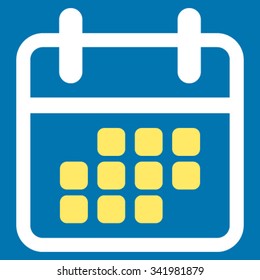 Calendar Month vector icon. Style is bicolor flat symbol, yellow and white colors, rounded angles, blue background.
