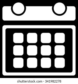 Calendar Month vector icon. Style is flat symbol, white color, rounded angles, black background.