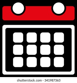 Calendar Month vector icon. Style is bicolor flat symbol, red and white colors, rounded angles, black background.