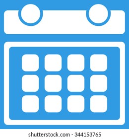 Calendar Month vector icon. Style is flat symbol, white color, rounded angles, blue background.