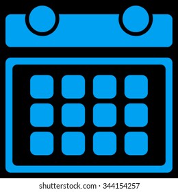 Calendar Month vector icon. Style is flat symbol, blue color, rounded angles, black background.