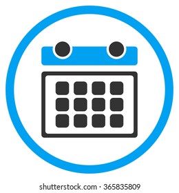 Calendar Month vector icon. Style is bicolor flat circled symbol, blue and gray colors, rounded angles, white background.