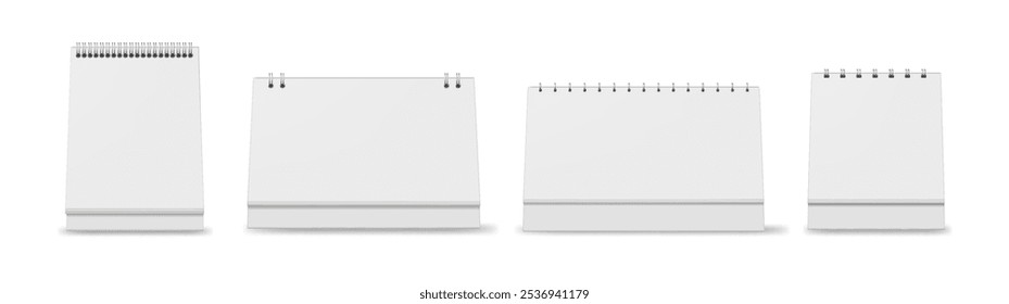 Calendario mensual y diario con scroll de papel, maqueta de Plantilla. Ilustración vectorial de papel para notas de tiempo y horario. Planificadores de agenda semanal, mensual y diaria