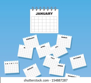 Calendar with months of the year falling 