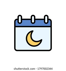 Calendar moon icon. Simple color with outline vector elements of almanac icons for ui and ux, website or mobile application