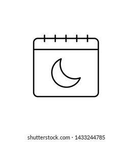 Calendar, moon icon. Simple thin line, outline vector of calendar icons for ui and ux, website or mobile application
