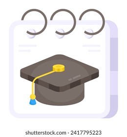 Calendar and mortarboard, icon of study schedule 

