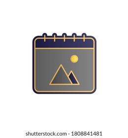 Calendar, mountains color gradient vector icon