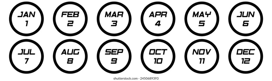 Calendar mounts icon set in line art style. business plan schedule with number black style vector illustration.