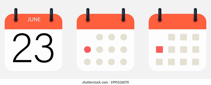 Calendar mounts isolated vector icons on white background. Week calendar schedule. Business plan schedule.