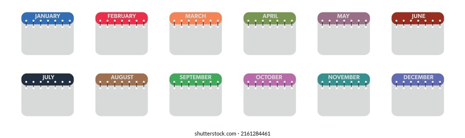 Calendar mounts isolated vector icons on white background. Week calendar schedule. Business plan schedule