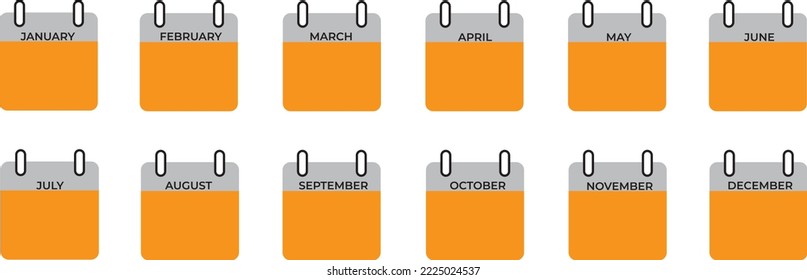 Calendar mounts isolated vector icons on white background. Week calendar schedule. Business plan schedule.