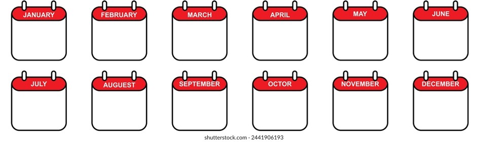 Calendar mounts isolated vector icons on white background. Week calendar schedule. Business plan schedule. vector illustration.