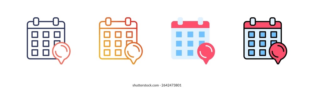 Calendario Multi Style Icon Set Vector