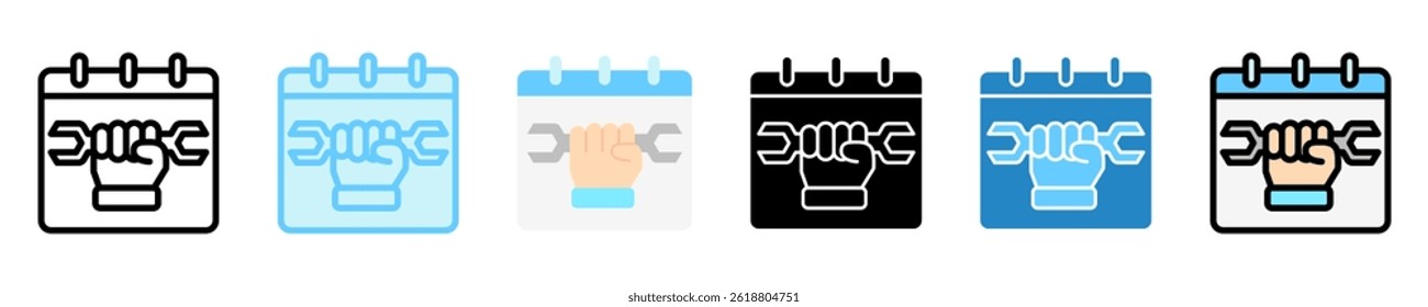Calendar multi style, mini illustration icon. use for modern concept, print, UI, UX kit, web and app development. Vector EPS 10, related to labor day, industry, worker.