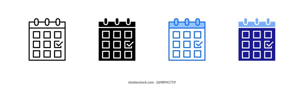 Kalender Symbol für mehrere Stile Set Vektor