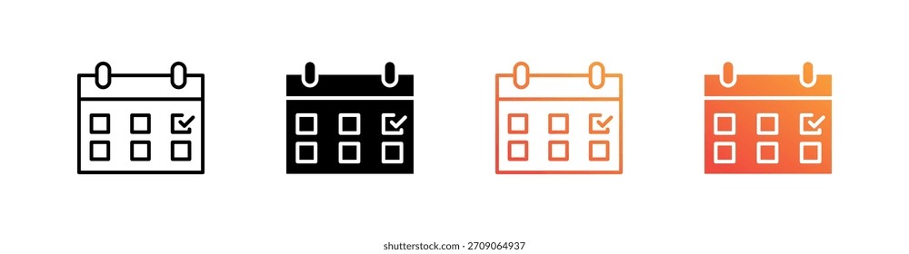 Kalender Symbol für mehrere Stile Set Vektor
