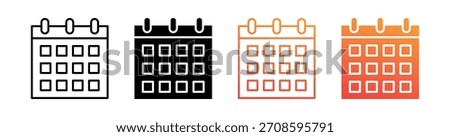 Calendar Multiple Style Icon Set Vector