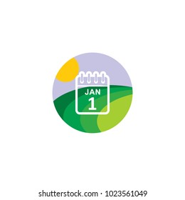 Calendar Nature Logo Icon Design