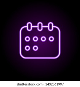 the calendar neon icon. Elements of hotel set. Simple icon for websites, web design, mobile app, info graphics