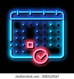 Calendar neon light sign vector. Glowing bright icon Calendar sign. transparent symbol illustration
