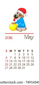 The calendar for the new 2018. Symbol of the year of the dog. Funny dog Jack Russell Terrier.