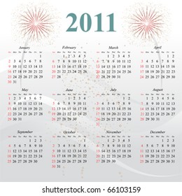 Calendar for the new year 2011