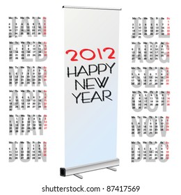 calendar for new year 2012 with roll up art vector