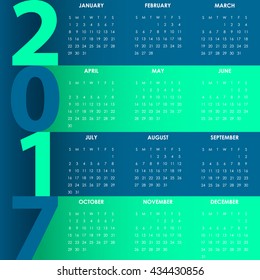 Calendar new year 2017 design illustration
