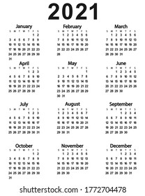 Calendar of the New Year 2021. Vector illustration for design.