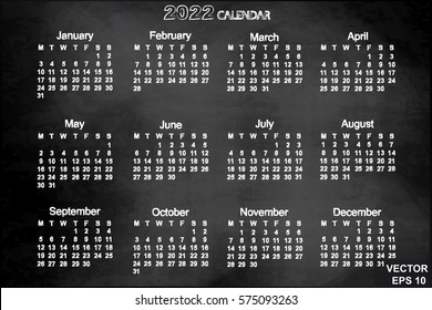 The calendar. New Year 2022 date. For your design.