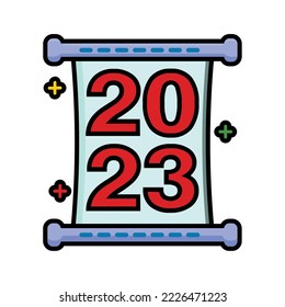 calendar new year 2023 linear color icon