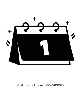 Calendar new year black color icon