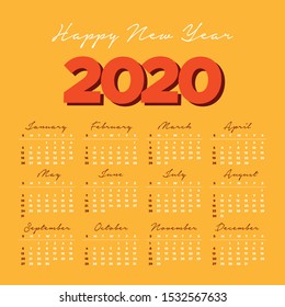 Calendar New Year Design Vector Template. Design for print.