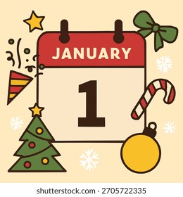 Kalender Neujahr Flat Vector